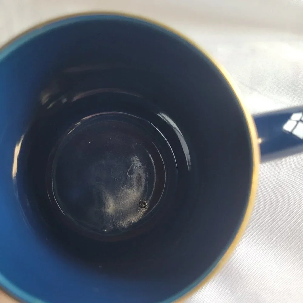 Vintage Otagiri Sunrise Publications Blue ceramic Dolphin Mug Coffee Cup Japan